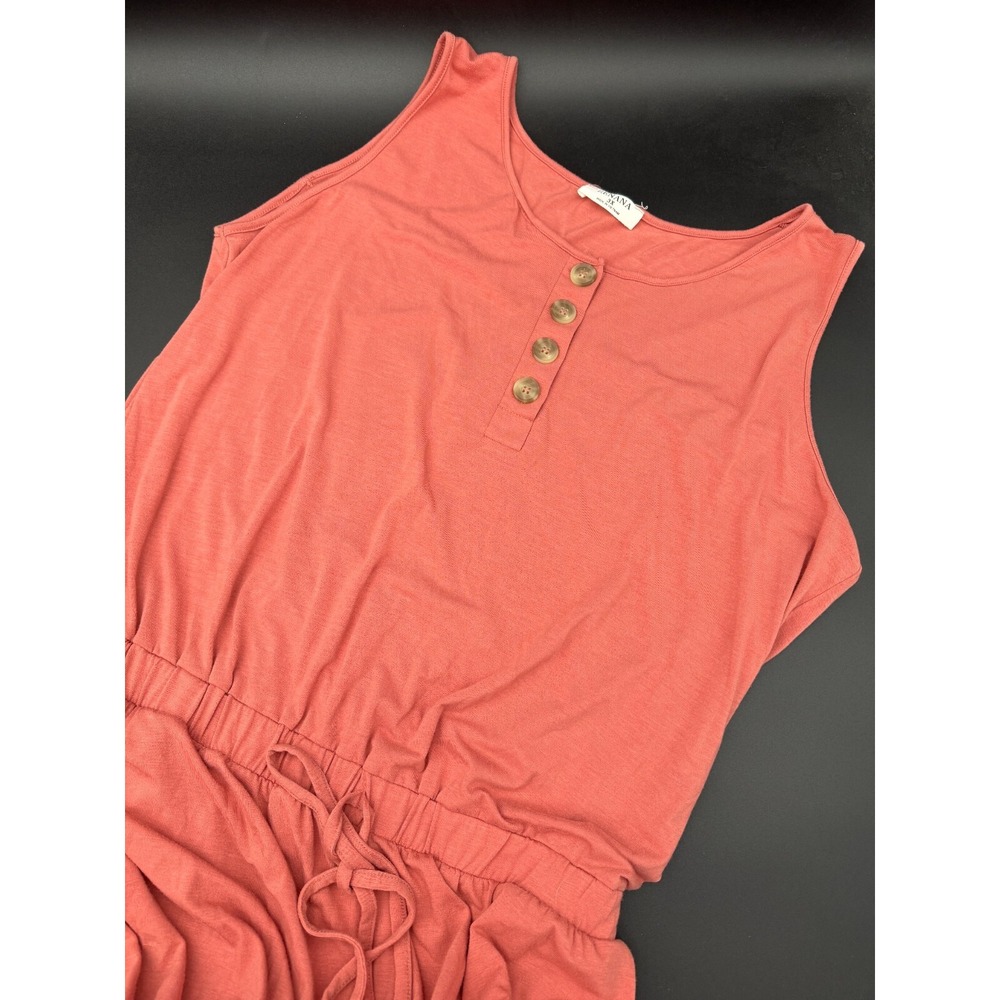 Zenana Sleeveless Romper Coral Knit  Button Tie‎ Waist Size 3X Discontinued
